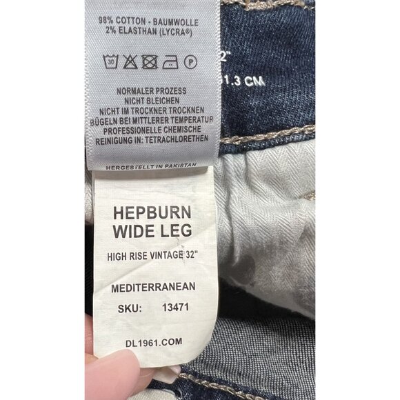 DL1961 Women Jeans Size 31 Blue HEPBURN WIDE LEG HEPBURN JAMBE High Rise Stretch - Picture 6 of 16